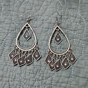 Elegant Silver Tone Dangle Earrings